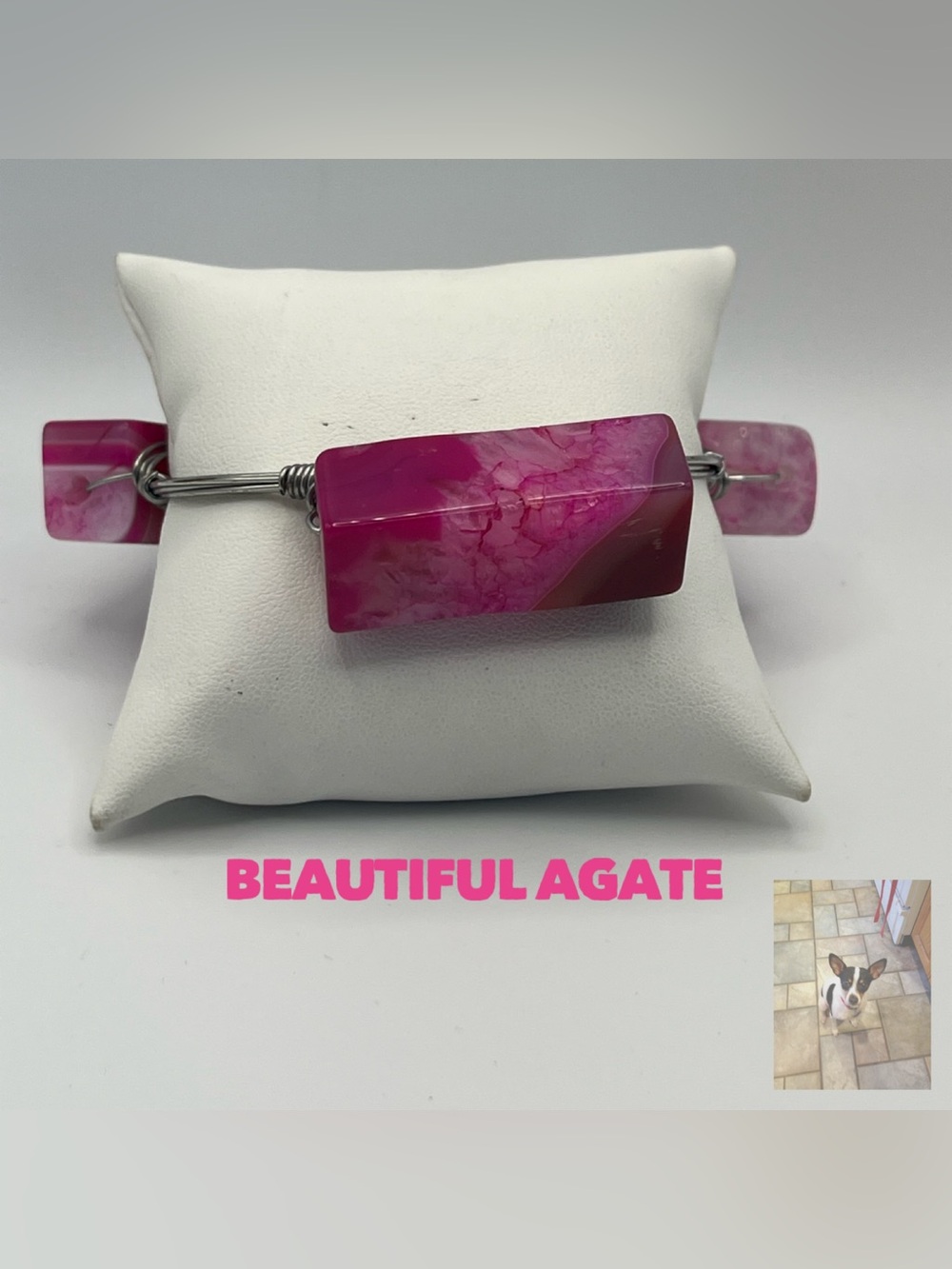 Madagascar Pink Agate Wire Wrapped Bracelet